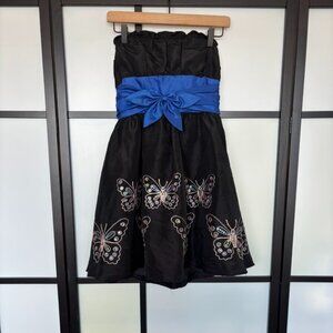 betsey johnson black butterfly dress 1990s Betsey Johnson Butterfly Print Black Rayon Mini Dress – Breath Of the  Earth